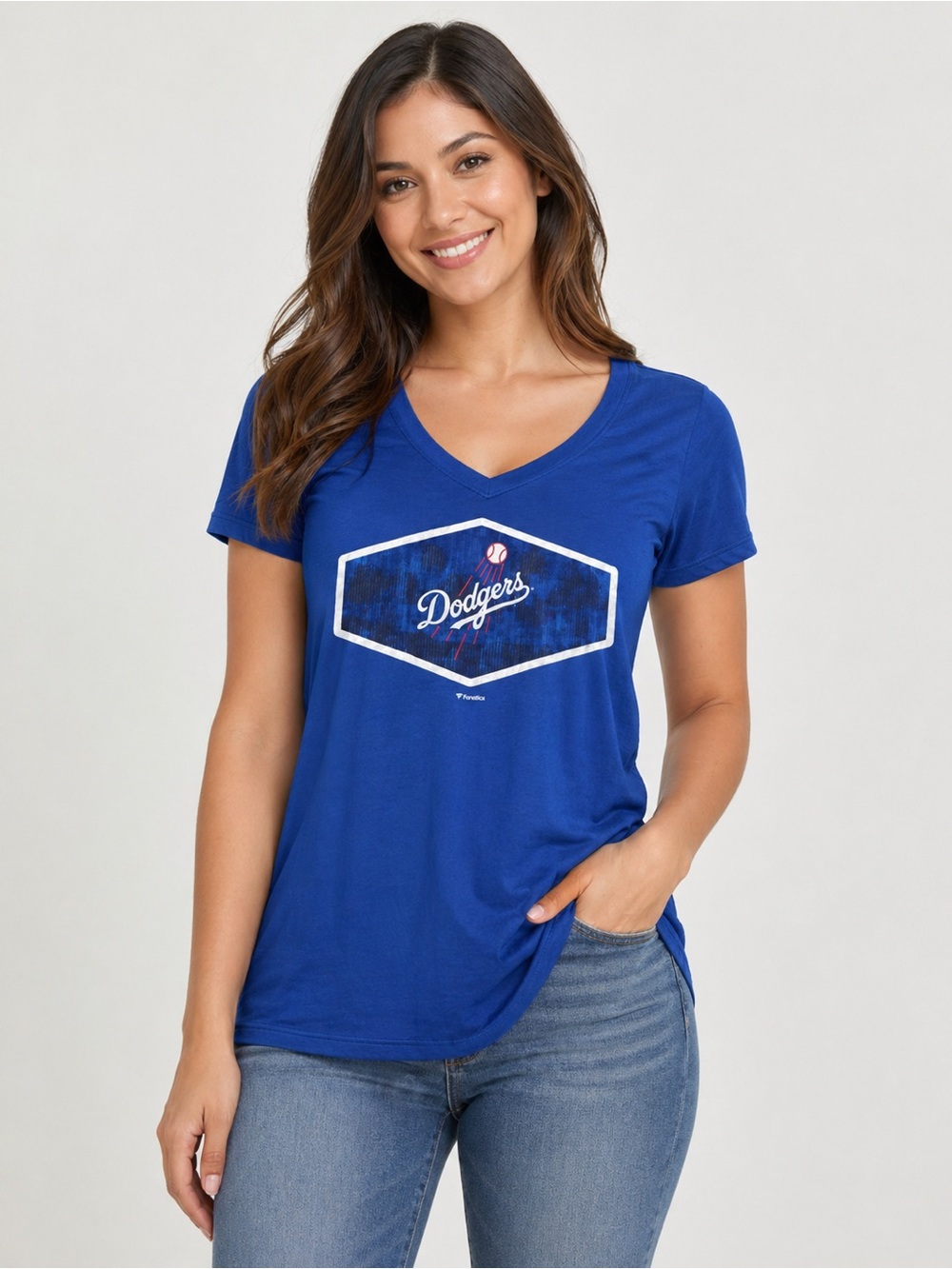 Dodgers Women’s Fanatics Hometown Scoreboard V-Neck T-Shirt in Royal Large NWT